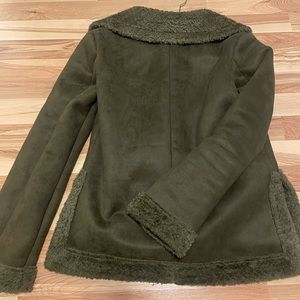 Shearling Suede Olive Moto Jacket